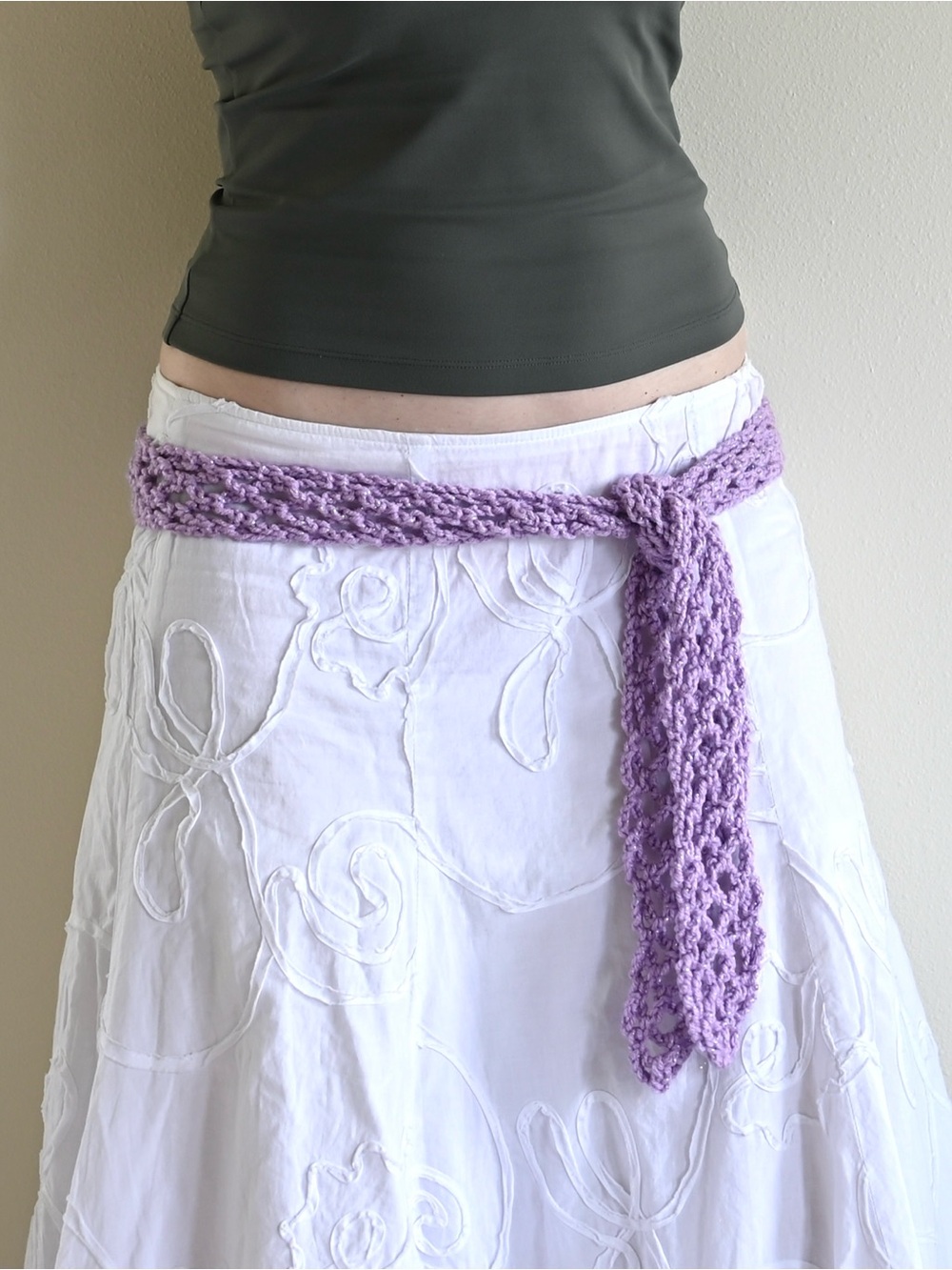 Handmade Lavender Crochet Waist Tie Belt Women